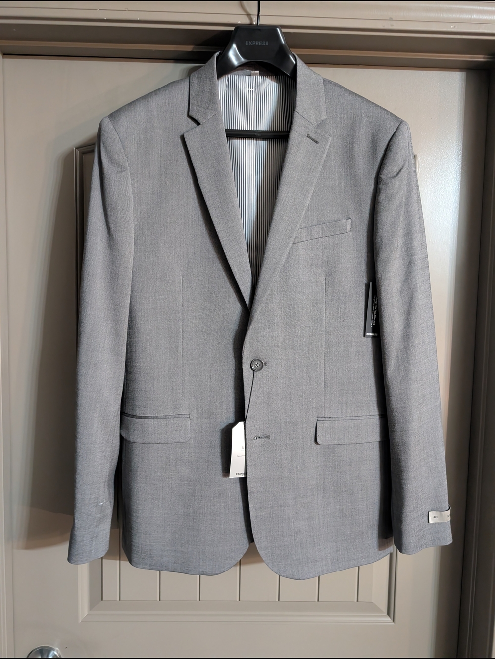 Express Light Gray Men's Slim Tailored Fut Two-Button Blazer Suit 34x30 42L